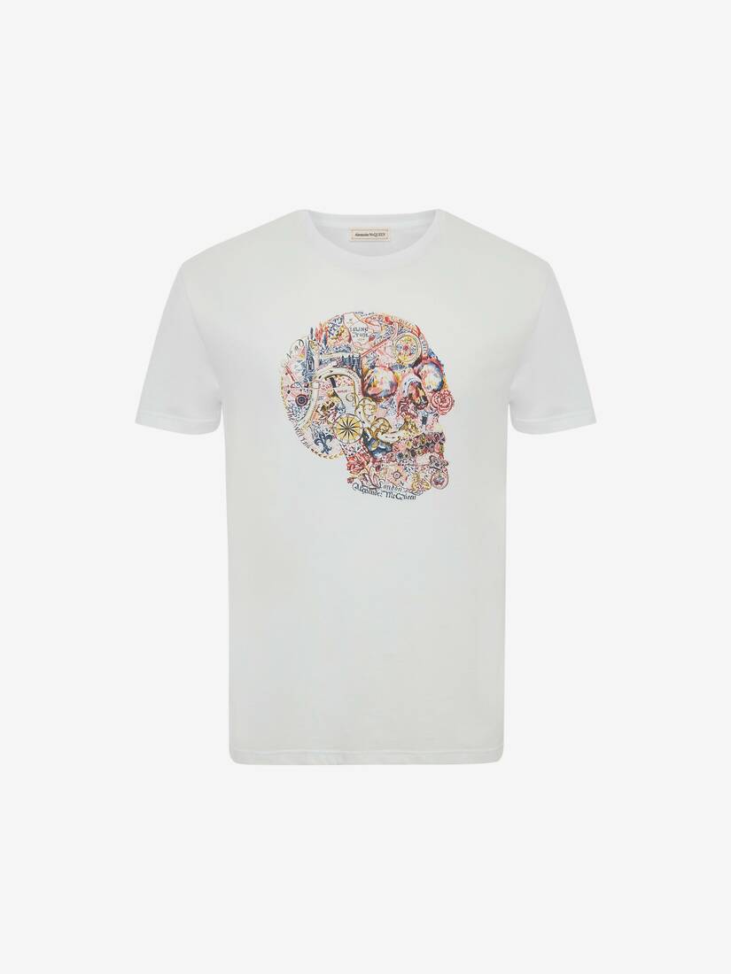 Camisetas Alexander McQueen London Skull Hombre - Blancos/Multicolor - Mexico 896-QIJKGO